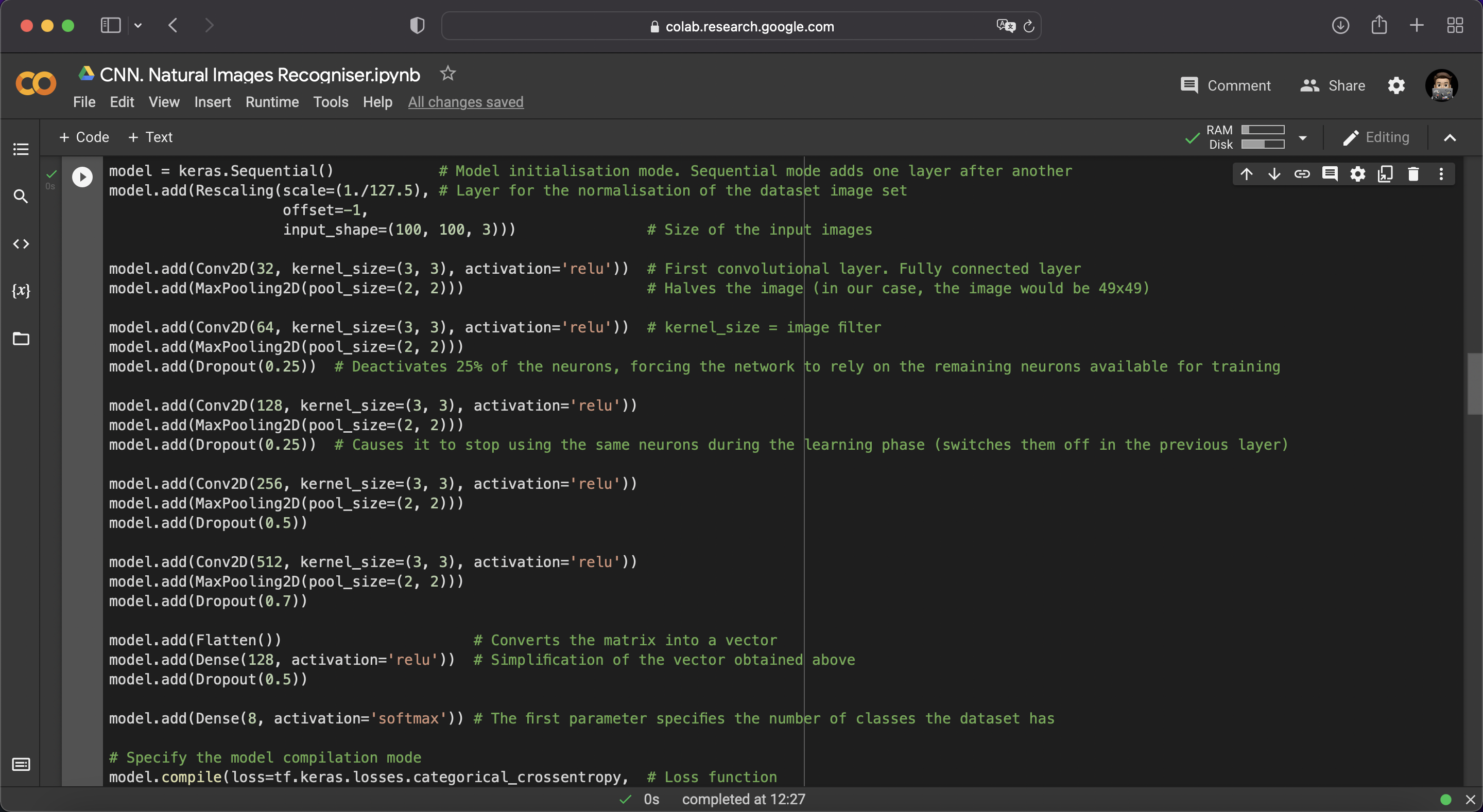 Convolutional Neural Network Code